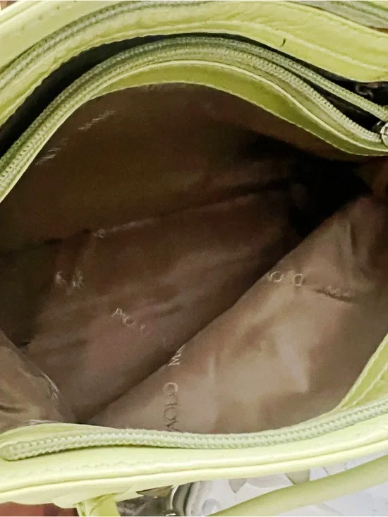 Paolo Masi Leather Lime Green Floral Appliqué Shoulder Bag - Picture 7 of 9